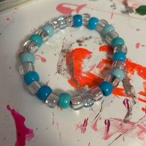Blue and clear plastic bead Kandi bracelet
